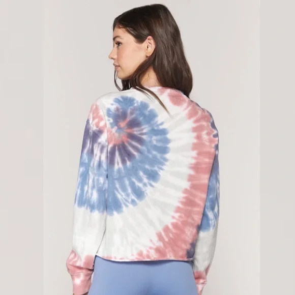 Tie Dye Mazzy Sweatshirt Size Small – Vintage Crop, Raw Edge, - Picture 4 of 12